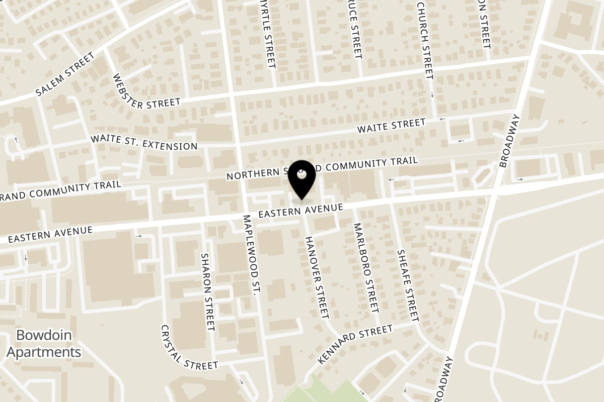 Map showing the location of Crazy Good Kitchen Malden on 906 Eastern Ave in Malden