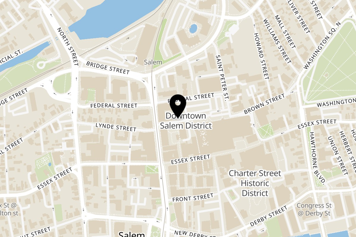 Map showing the location of Crazy Good Kitchen Salem on 30 Church St in Salem